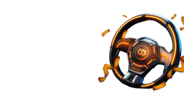 Изображение высокотехнологичного руля, представляющее пятничный бонус в Онлайн-казино АУФ с динамичной гоночной темой.